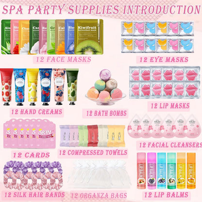 132 PCS Spa Party Supplies for Women – Ultimate Spa Party Favors Set with Face Masks, Lip Balm, Bath Bombs & More Avelisse