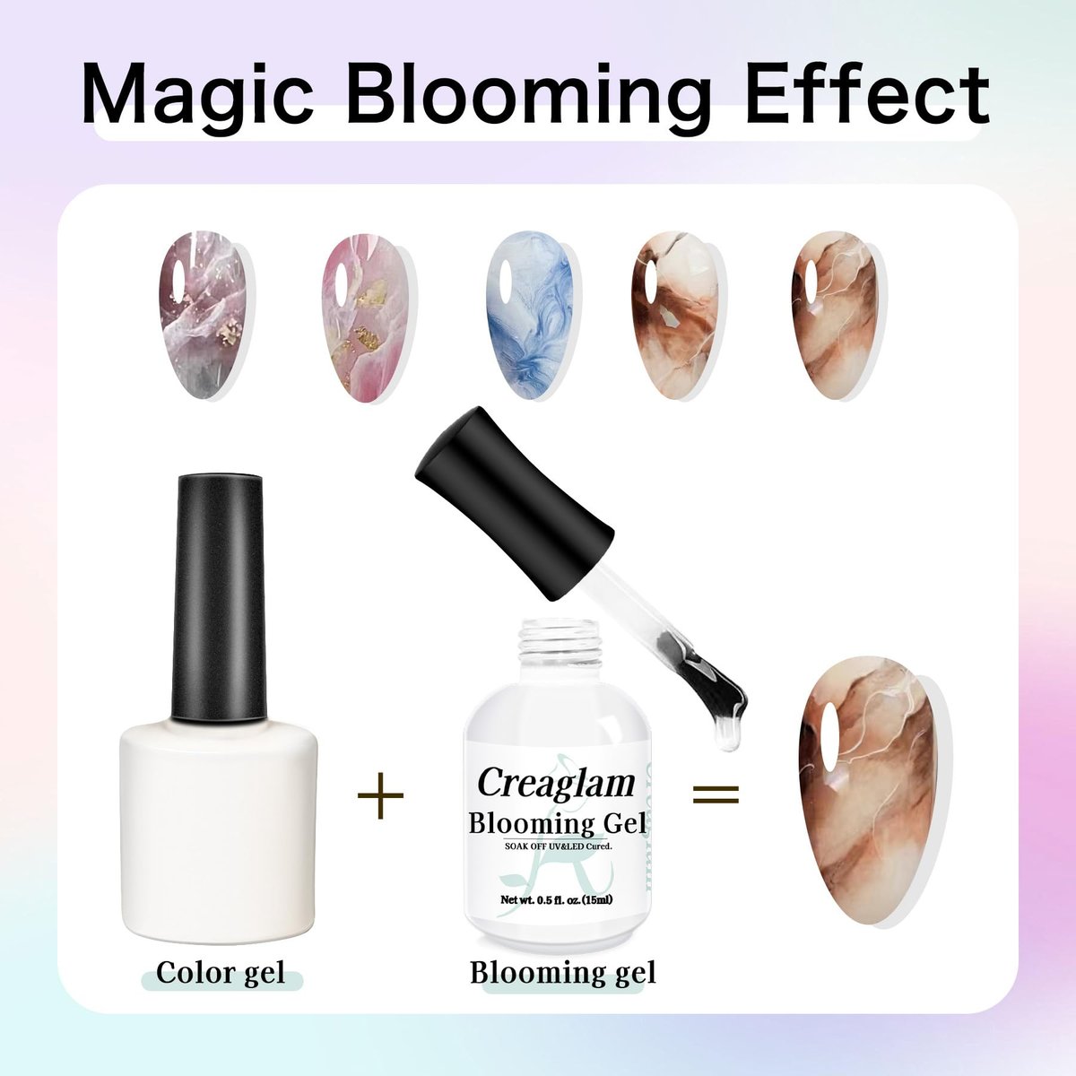 Creaglam Nail Blooming Gel Polish 15ml - Clear Watercolor Spreading Polish for Marble Nail Art, UV LED Gel for DIY Natural Stone Design at Home Avelisse