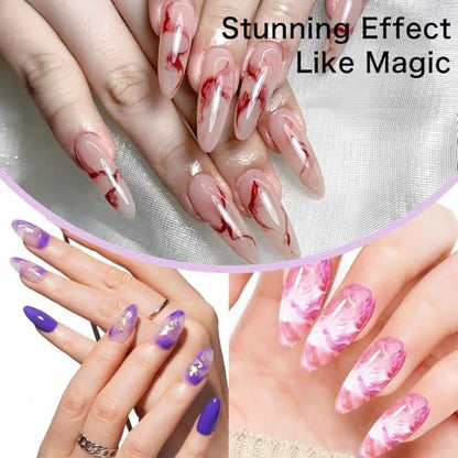 Creaglam Nail Blooming Gel Polish 15ml - Clear Watercolor Spreading Polish for Marble Nail Art, UV LED Gel for DIY Natural Stone Design at Home Avelisse