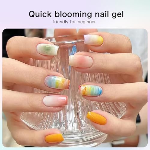 Creaglam Nail Blooming Gel Polish 15ml - Clear Watercolor Spreading Polish for Marble Nail Art, UV LED Gel for DIY Natural Stone Design at Home Avelisse
