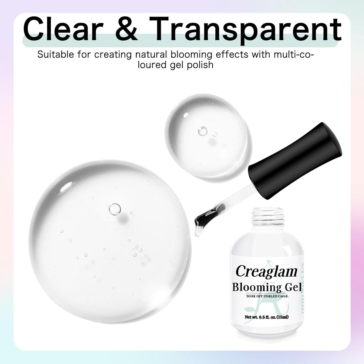 Creaglam Nail Blooming Gel Polish 15ml - Clear Watercolor Spreading Polish for Marble Nail Art, UV LED Gel for DIY Natural Stone Design at Home Avelisse