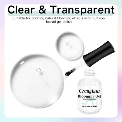 Creaglam Nail Blooming Gel Polish 15ml - Clear Watercolor Spreading Polish for Marble Nail Art, UV LED Gel for DIY Natural Stone Design at Home Avelisse