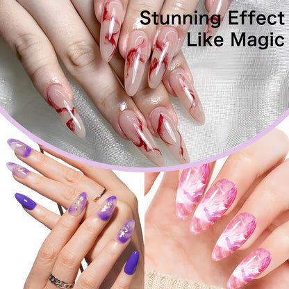 Creaglam Nail Blooming Gel Polish 15ml - Clear Watercolor Spreading Polish for Marble Nail Art, UV LED Gel for DIY Natural Stone Design at Home Avelisse