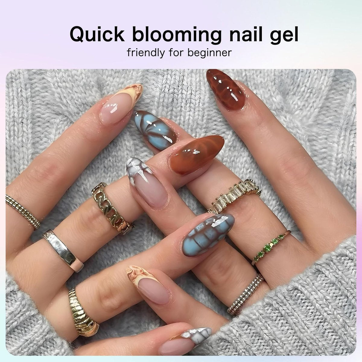 Creaglam Nail Blooming Gel Polish 15ml - Clear Watercolor Spreading Polish for Marble Nail Art, UV LED Gel for DIY Natural Stone Design at Home Avelisse