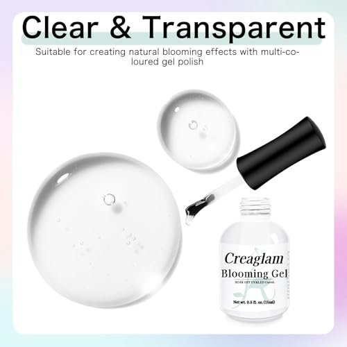 Creaglam Nail Blooming Gel Polish 15ml - Clear Watercolor Spreading Polish for Marble Nail Art, UV LED Gel for DIY Natural Stone Design at Home Avelisse