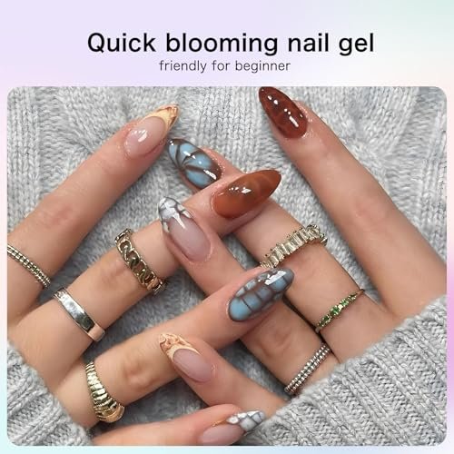 Creaglam Nail Blooming Gel Polish 15ml - Clear Watercolor Spreading Polish for Marble Nail Art, UV LED Gel for DIY Natural Stone Design at Home Avelisse