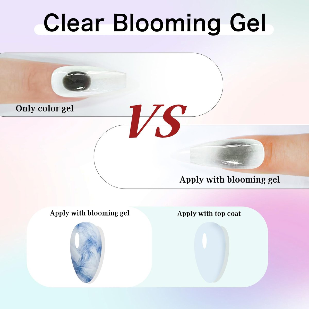 Creaglam Nail Blooming Gel Polish 15ml - Clear Watercolor Spreading Polish for Marble Nail Art, UV LED Gel for DIY Natural Stone Design at Home Avelisse