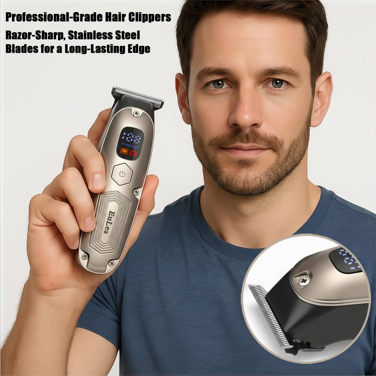 EuLea Multifunctional Hair Clipper with LED Screen, Cordless Rechargeable Beard Trimmer & Body Groomer with 10 Accessories for Men Women Home Travel Use - görsel 9