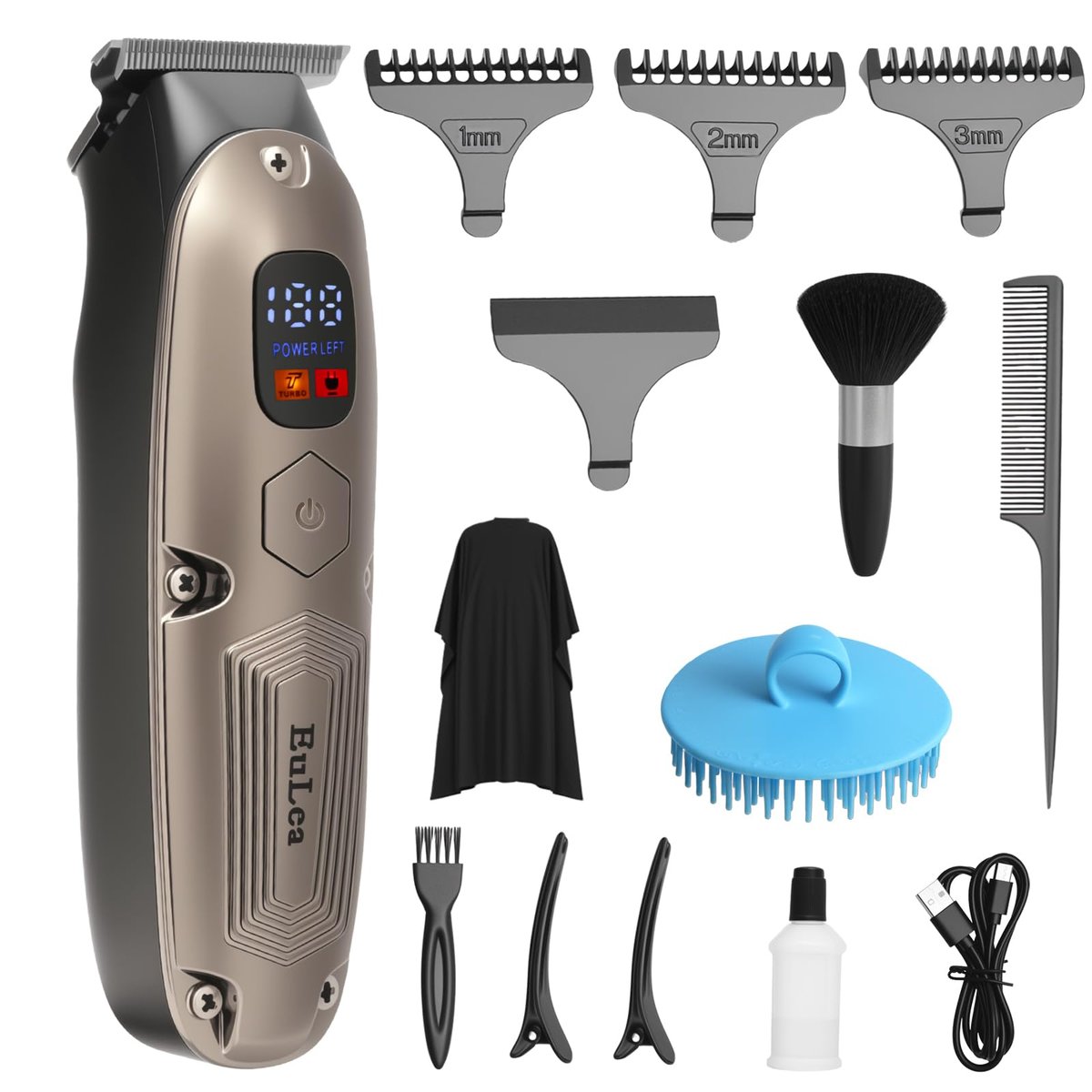 EuLea Multifunctional Hair Clipper with LED Screen, Cordless Rechargeable Beard Trimmer & Body Groomer with 10 Accessories for Men Women Home Travel Use - görsel 1
