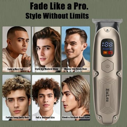 EuLea Multifunctional Hair Clipper with LED Screen, Cordless Rechargeable Beard Trimmer & Body Groomer with 10 Accessories for Men Women Home Travel Use