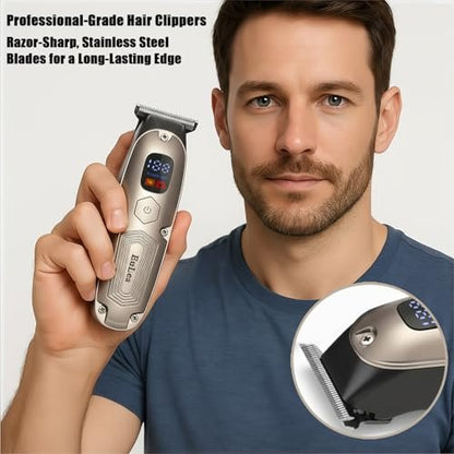 EuLea Multifunctional Hair Clipper with LED Screen, Cordless Rechargeable Beard Trimmer & Body Groomer with 10 Accessories for Men Women Home Travel Use