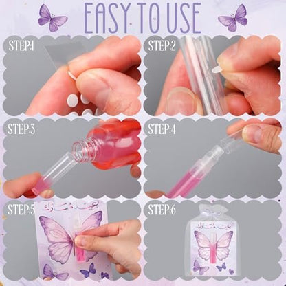 Swiffen 12 Pack Butterfly Perfume Bottle Gift Set - Empty Spray Vials with Organza Bags, Elegant Purple Butterfly Card Party Favors for Wedding, Bridal Shower, Baby Shower Gifts for Women Guests