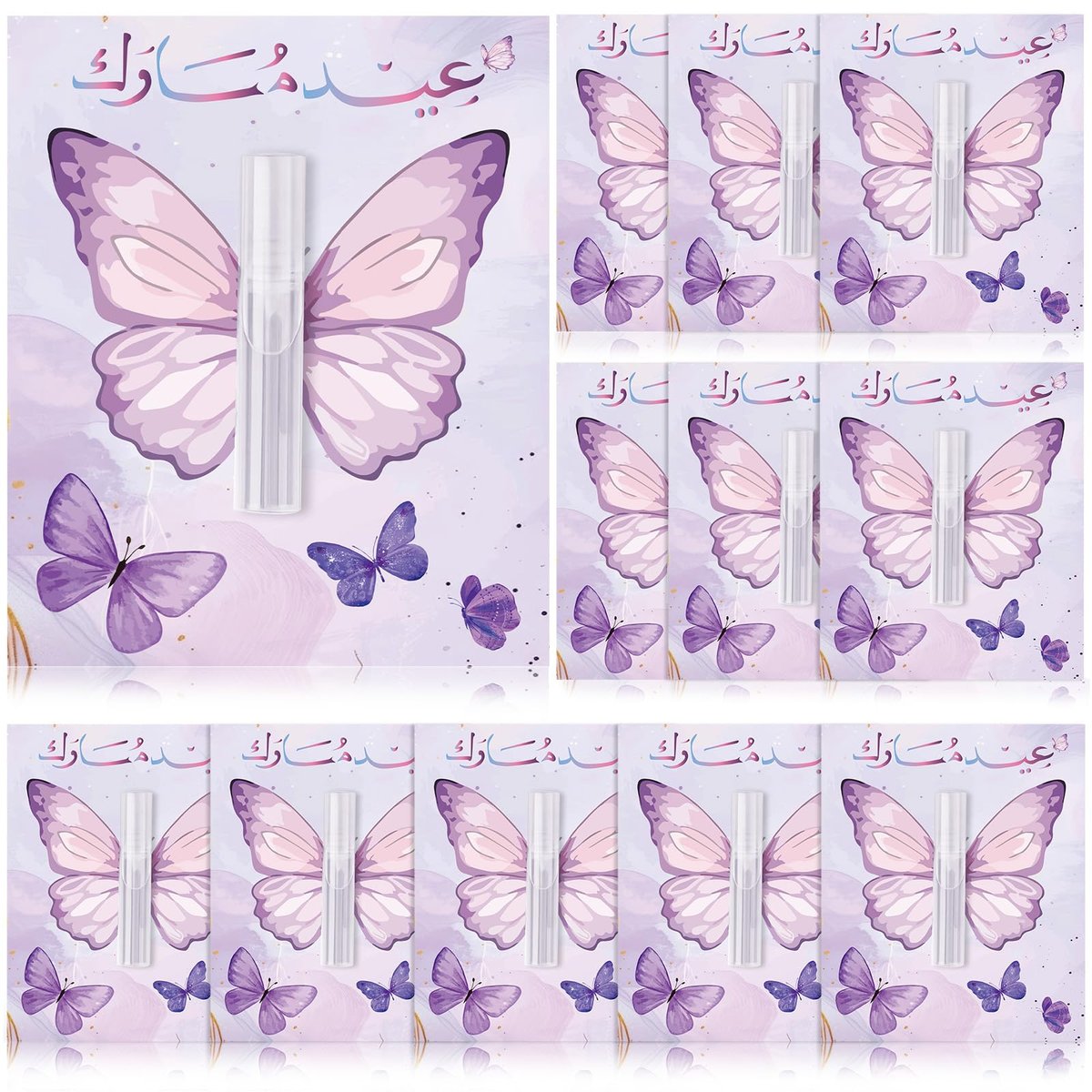 Swiffen 12 Pack Butterfly Perfume Bottle Gift Set - Empty Spray Vials with Organza Bags, Elegant Purple Butterfly Card Party Favors for Wedding, Bridal Shower, Baby Shower Gifts for Women Guests - görsel 1