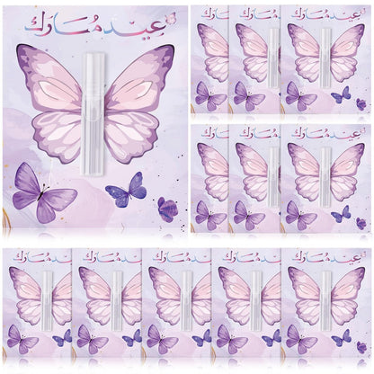 Swiffen 12 Pack Butterfly Perfume Bottle Gift Set - Empty Spray Vials with Organza Bags, Elegant Purple Butterfly Card Party Favors for Wedding, Bridal Shower, Baby Shower Gifts for Women Guests