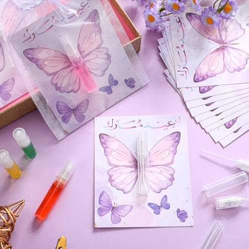 Swiffen 12 Pack Butterfly Perfume Bottle Gift Set - Empty Spray Vials with Organza Bags, Elegant Purple Butterfly Card Party Favors for Wedding, Bridal Shower, Baby Shower Gifts for Women Guests - görsel 4