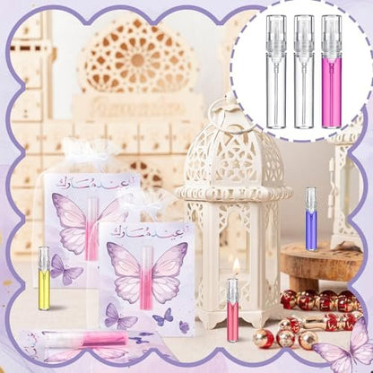 Swiffen 12 Pack Butterfly Perfume Bottle Gift Set - Empty Spray Vials with Organza Bags, Elegant Purple Butterfly Card Party Favors for Wedding, Bridal Shower, Baby Shower Gifts for Women Guests