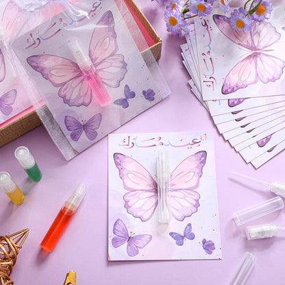 Swiffen 12 Pack Butterfly Perfume Bottle Gift Set - Empty Spray Vials with Organza Bags, Elegant Purple Butterfly Card Party Favors for Wedding, Bridal Shower, Baby Shower Gifts for Women Guests