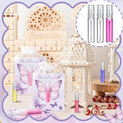 Swiffen 12 Pack Butterfly Perfume Bottle Gift Set - Empty Spray Vials with Organza Bags, Elegant Purple Butterfly Card Party Favors for Wedding, Bridal Shower, Baby Shower Gifts for Women Guests