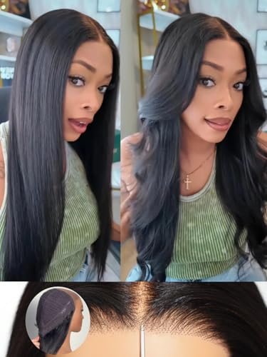 Julia Hair No Slip Yaki Straight 7x5 Lace Closure Glueless Drawstring Wig Pre Everything Bleached Knots Wear and Go Wig, Zero Slip Hold 18 Inch - görsel 8