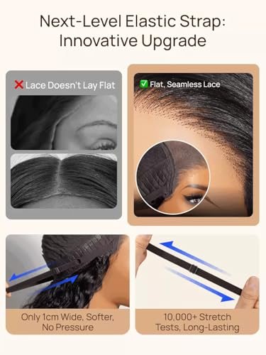 Julia Hair No Slip Yaki Straight 7x5 Lace Closure Glueless Drawstring Wig Pre Everything Bleached Knots Wear and Go Wig, Zero Slip Hold 18 Inch
