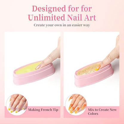 ANGNYA Nail Dip Container Dipping Powder Tray Set - 2 Pack French Manicure Dipping Powder Trays with Smile Line Guide for Professional DIY Nail Art Avelisse