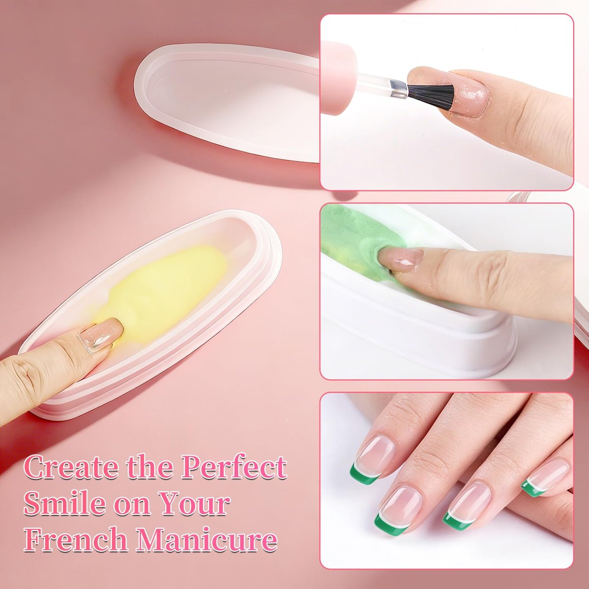 ANGNYA Nail Dip Container Dipping Powder Tray Set - 2 Pack French Manicure Dipping Powder Trays with Smile Line Guide for Professional DIY Nail Art Avelisse