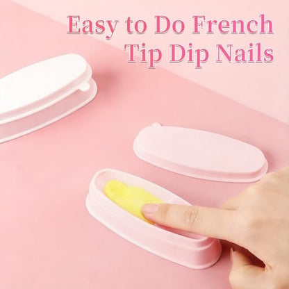 ANGNYA Nail Dip Container Dipping Powder Tray Set - 2 Pack French Manicure Dipping Powder Trays with Smile Line Guide for Professional DIY Nail Art Avelisse