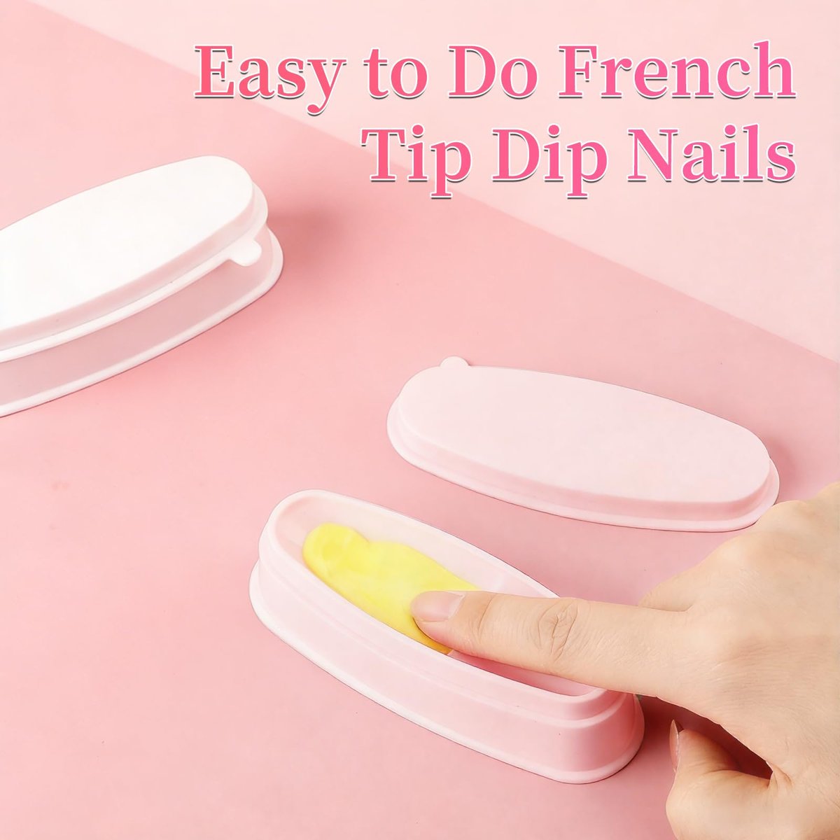 ANGNYA Nail Dip Container Dipping Powder Tray Set - 2 Pack French Manicure Dipping Powder Trays with Smile Line Guide for Professional DIY Nail Art Avelisse