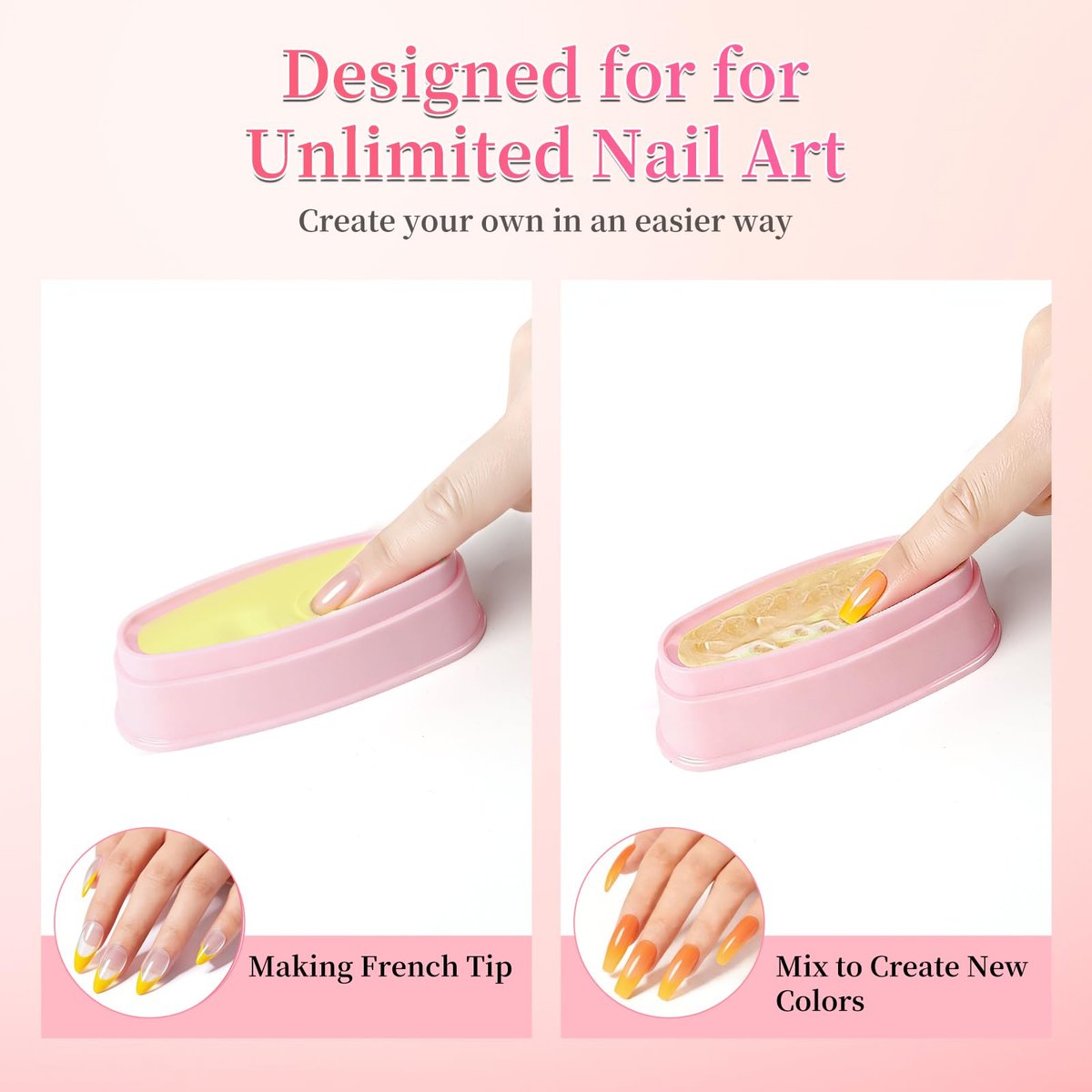 ANGNYA Nail Dip Container Dipping Powder Tray Set - 2 Pack French Manicure Dipping Powder Trays with Smile Line Guide for Professional DIY Nail Art Avelisse