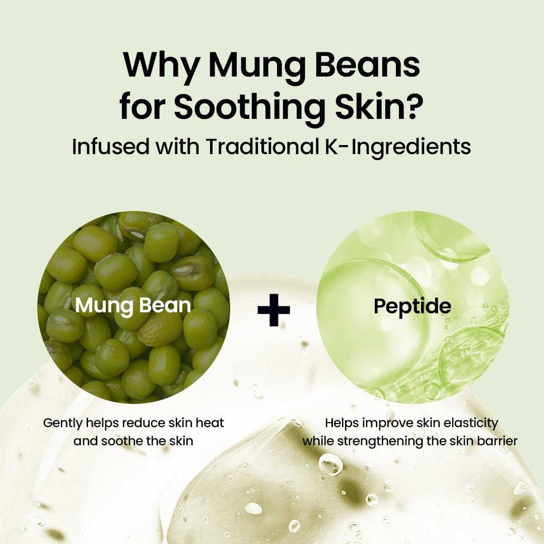 beplain Mung Bean Peptide Soothing Serum – Niacinamide & Redness Relief for All Skin Types (1.69 fl oz/50ml) Avelisse