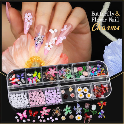 Teentior Nail Charms & Nail Stickers with Gems Kit – 8 Boxes of Gold Rhinestones, Pearls & 3D Nail Art Decorations for Women