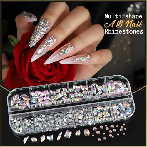 Teentior Nail Charms & Nail Stickers with Gems Kit – 8 Boxes of Gold Rhinestones, Pearls & 3D Nail Art Decorations for Women - görsel 4
