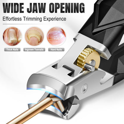 FUMAX Heavy Duty Toenail Clippers for Thick Toenails – Wide Jaw Opening, Long Handle, Stainless Steel – Ideal for Men, Seniors, Ingrown Toe Nails – Large Nail Cutter Set (Black) Avelisse