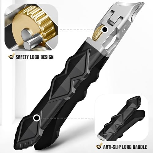 FUMAX Heavy Duty Toenail Clippers for Thick Toenails – Wide Jaw Opening, Long Handle, Stainless Steel – Ideal for Men, Seniors, Ingrown Toe Nails – Large Nail Cutter Set (Black) Avelisse