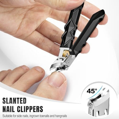 FUMAX Heavy Duty Toenail Clippers for Thick Toenails – Wide Jaw Opening, Long Handle, Stainless Steel – Ideal for Men, Seniors, Ingrown Toe Nails – Large Nail Cutter Set (Black) Avelisse