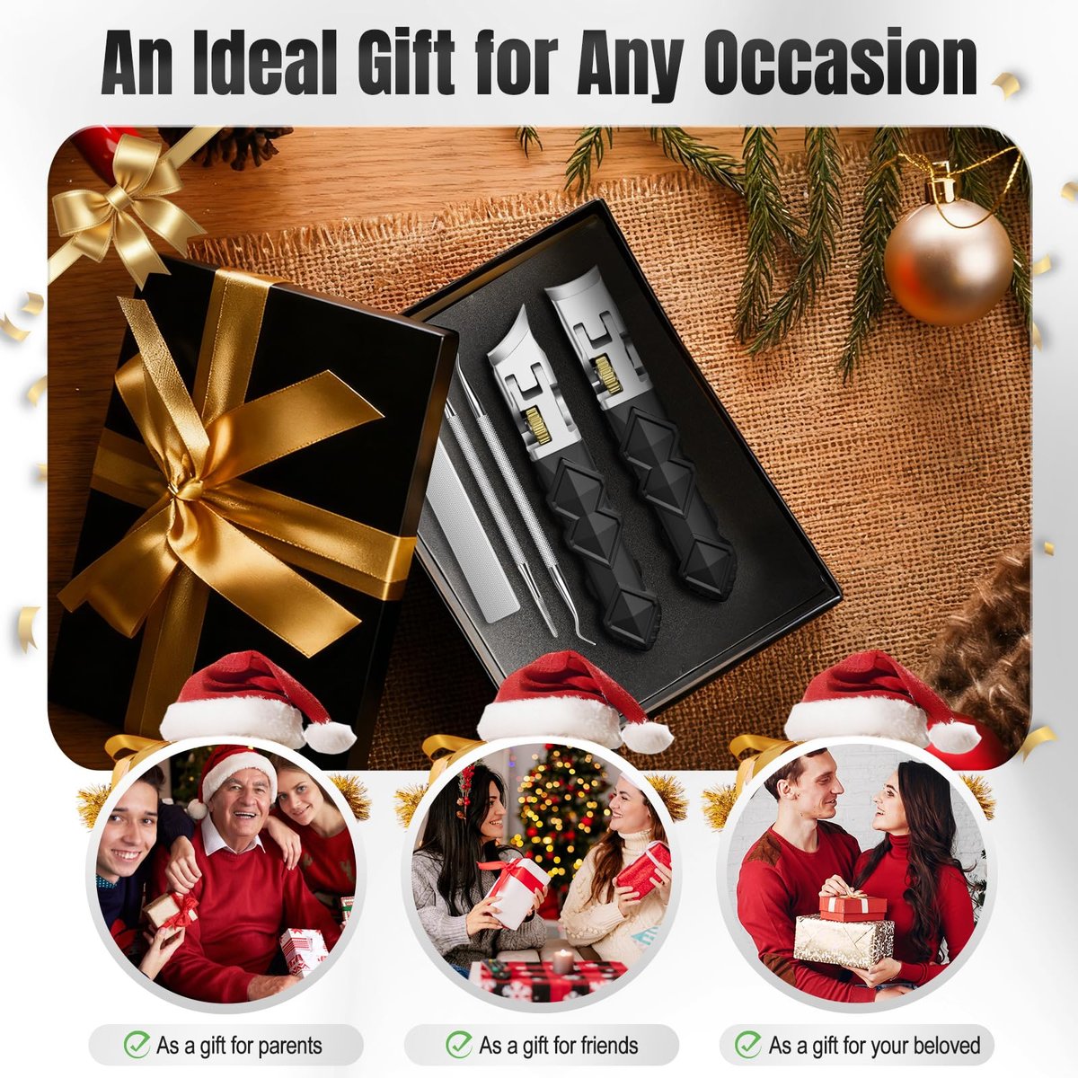 FUMAX Heavy Duty Toenail Clippers for Thick Toenails – Wide Jaw Opening, Long Handle, Stainless Steel – Ideal for Men, Seniors, Ingrown Toe Nails – Large Nail Cutter Set (Black) Avelisse