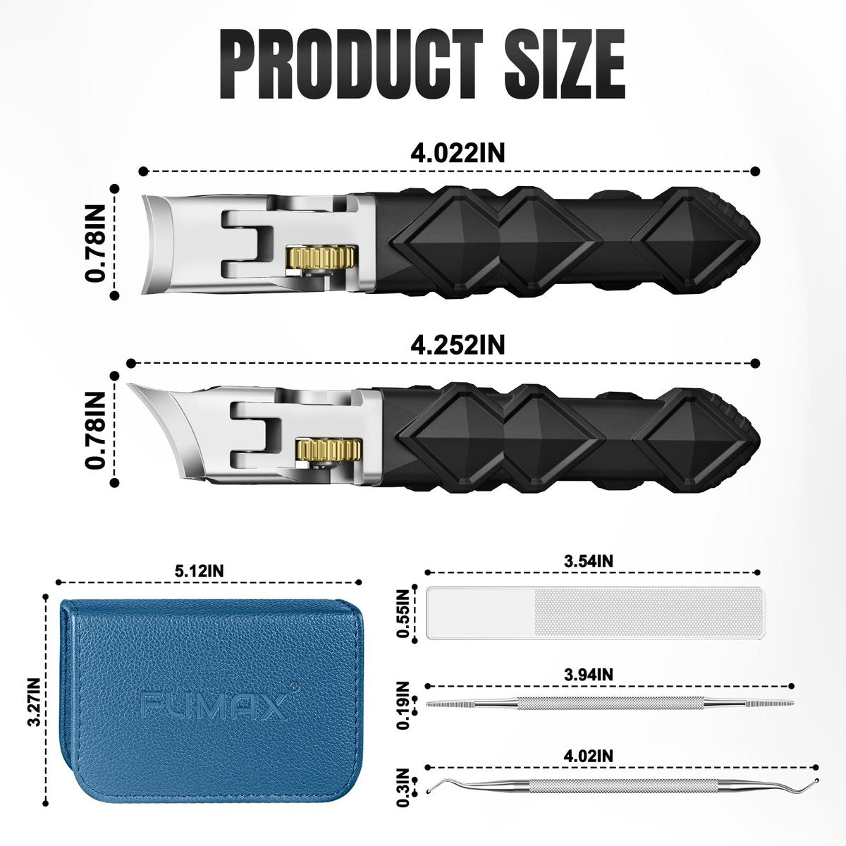 FUMAX Heavy Duty Toenail Clippers for Thick Toenails – Wide Jaw Opening, Long Handle, Stainless Steel – Ideal for Men, Seniors, Ingrown Toe Nails – Large Nail Cutter Set (Black) Avelisse