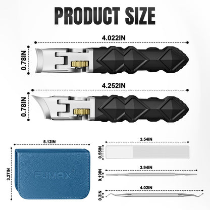 FUMAX Heavy Duty Toenail Clippers for Thick Toenails – Wide Jaw Opening, Long Handle, Stainless Steel – Ideal for Men, Seniors, Ingrown Toe Nails – Large Nail Cutter Set (Black) Avelisse