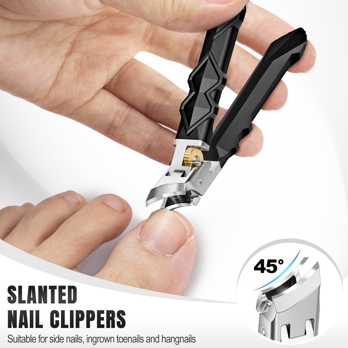 FUMAX Heavy Duty Toenail Clippers for Thick Toenails – Wide Jaw Opening, Long Handle, Stainless Steel – Ideal for Men, Seniors, Ingrown Toe Nails – Large Nail Cutter Set (Black) Avelisse