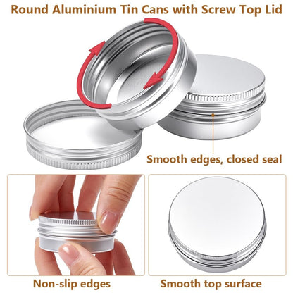 INTERWARM 99-Piece Round Tin Cans 1 oz/30ml Aluminum Containers with Screw Lid - Silver