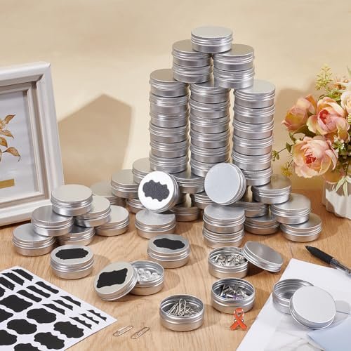 INTERWARM 99-Piece Round Tin Cans 1 oz/30ml Aluminum Containers with Screw Lid - Silver - görsel 10