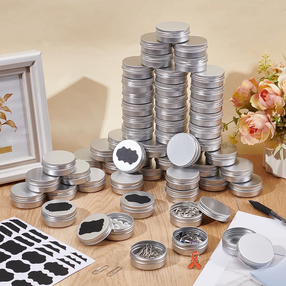 INTERWARM 99-Piece Round Tin Cans 1 oz/30ml Aluminum Containers with Screw Lid - Silver - görsel 9
