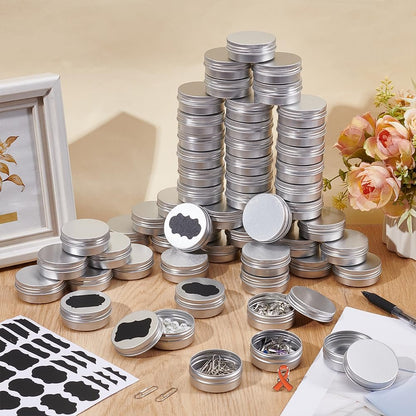 INTERWARM 99-Piece Round Tin Cans 1 oz/30ml Aluminum Containers with Screw Lid - Silver