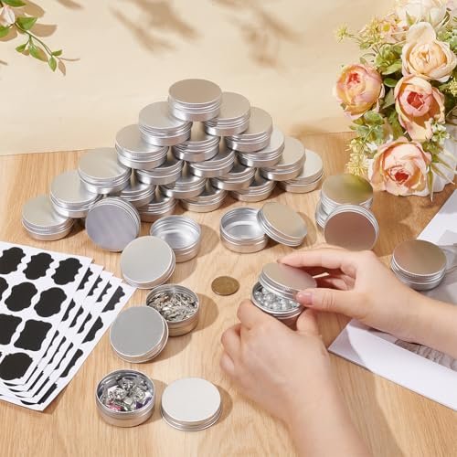 INTERWARM 99-Piece Round Tin Cans 1 oz/30ml Aluminum Containers with Screw Lid - Silver - görsel 6