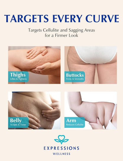 EXPRESSIONS WELLNESS Skin Tightening Cellulite Cream - Golden Sweat Hot Cream for Firming & Toning | B Flat Gel for Belly, Thigh, Butt & Arms | 200g Avelisse