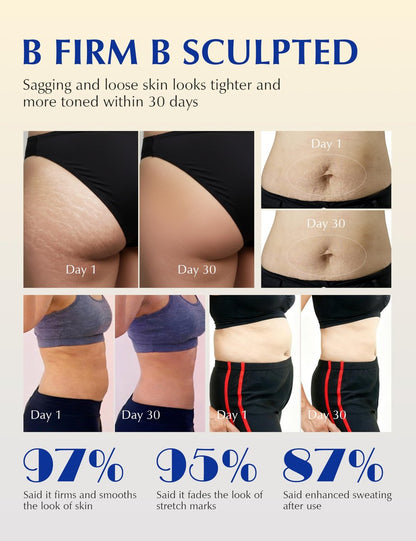 EXPRESSIONS WELLNESS Skin Tightening Cellulite Cream - Golden Sweat Hot Cream for Firming & Toning | B Flat Gel for Belly, Thigh, Butt & Arms | 200g Avelisse