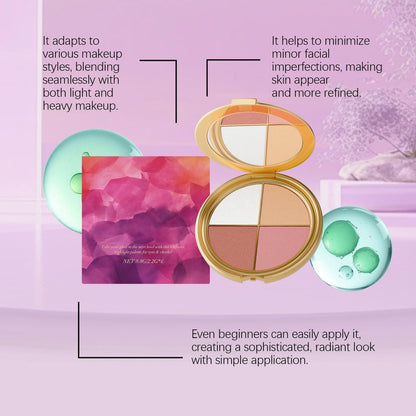VOGUZY Eye & Cheek Palette - 4-in-1 Eyeshadow, Blush & Highlighter Makeup Kit for Women