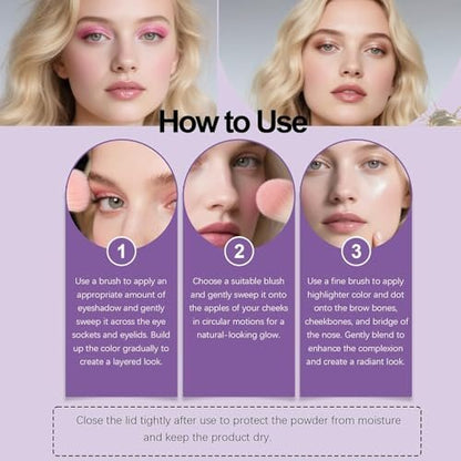 VOGUZY Eye & Cheek Palette - 4-in-1 Eyeshadow, Blush & Highlighter Makeup Kit for Women