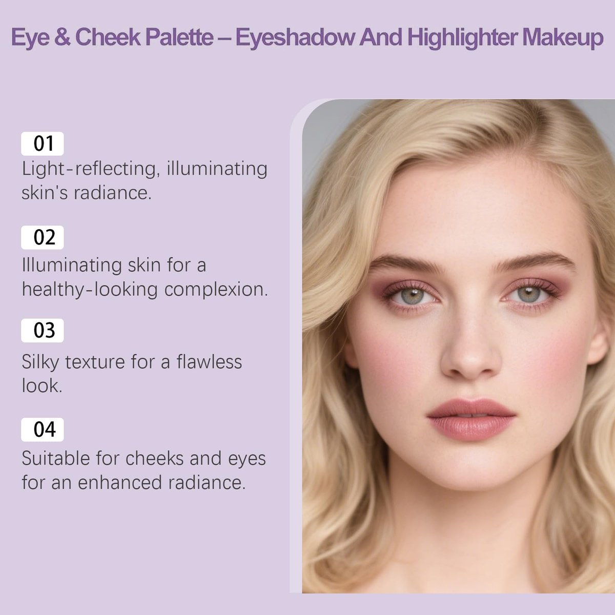 VOGUZY Eye & Cheek Palette - 4-in-1 Eyeshadow, Blush & Highlighter Makeup Kit for Women - görsel 6