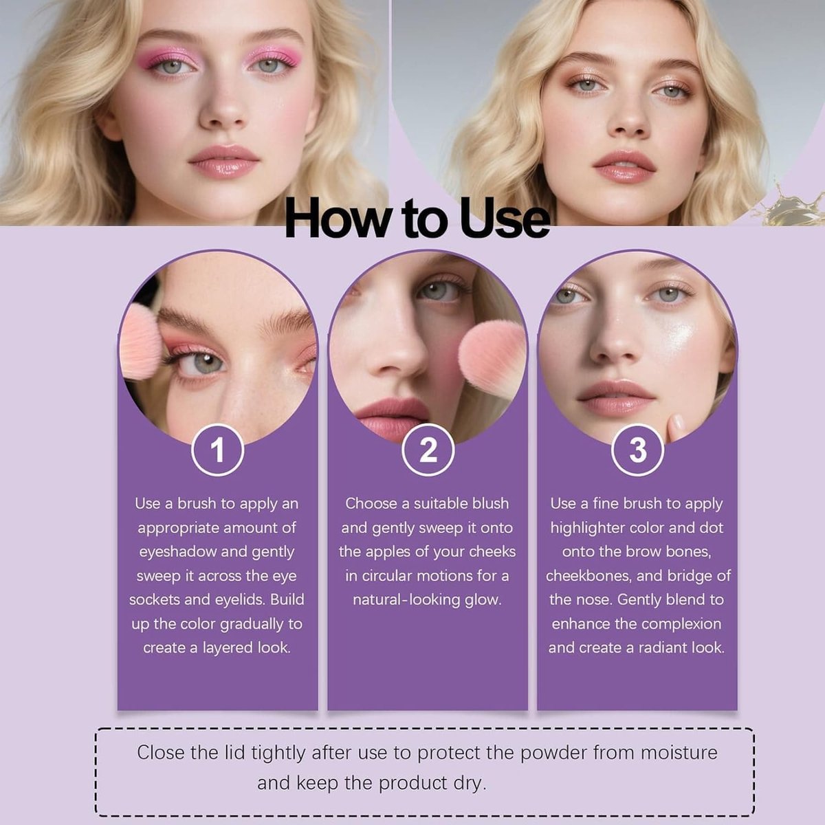 VOGUZY Eye & Cheek Palette - 4-in-1 Eyeshadow, Blush & Highlighter Makeup Kit for Women - görsel 12